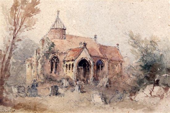 David Cox (1809-1885) Deer Park and Study of a church, 9 x 12in. and 6 x 9in.